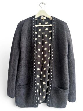 Saint Laurent YSL Mohair Studded Star Print Open Cardigan Size M